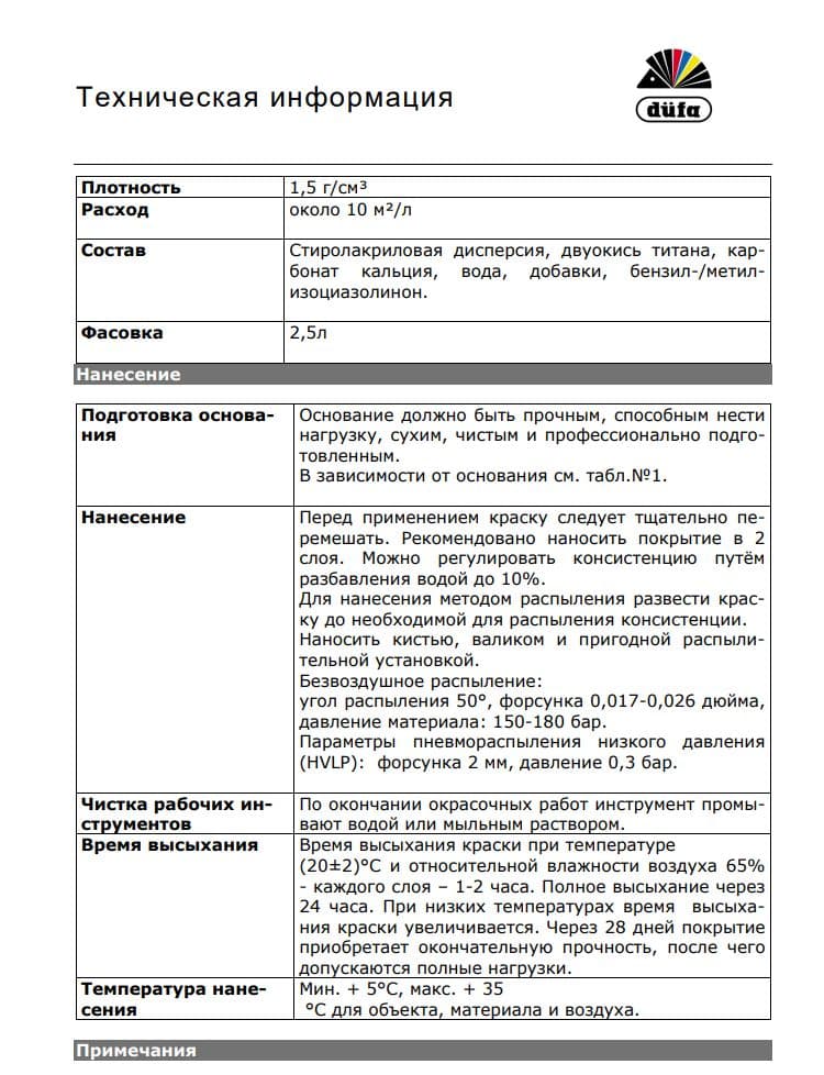 Краска для стен и потолков водно-дисперсионная Dufa Trend Farbe матовая Сливочный мусс 2,5 л. 3