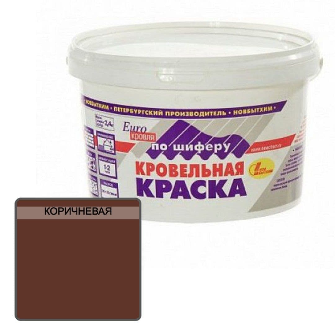 Краска кровельная по шиферу акриловая Новбытхим коричневая 2,4 кг. 1