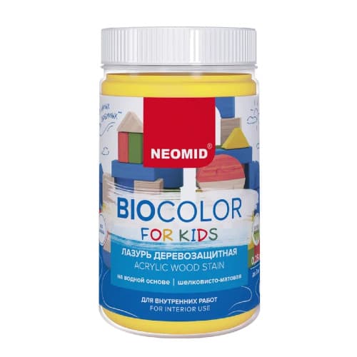 NEOMID Лазурь деревозащитная на водной основе Bio Color For Kids/ Био Колор для детских, желтый (0,25 л) 2