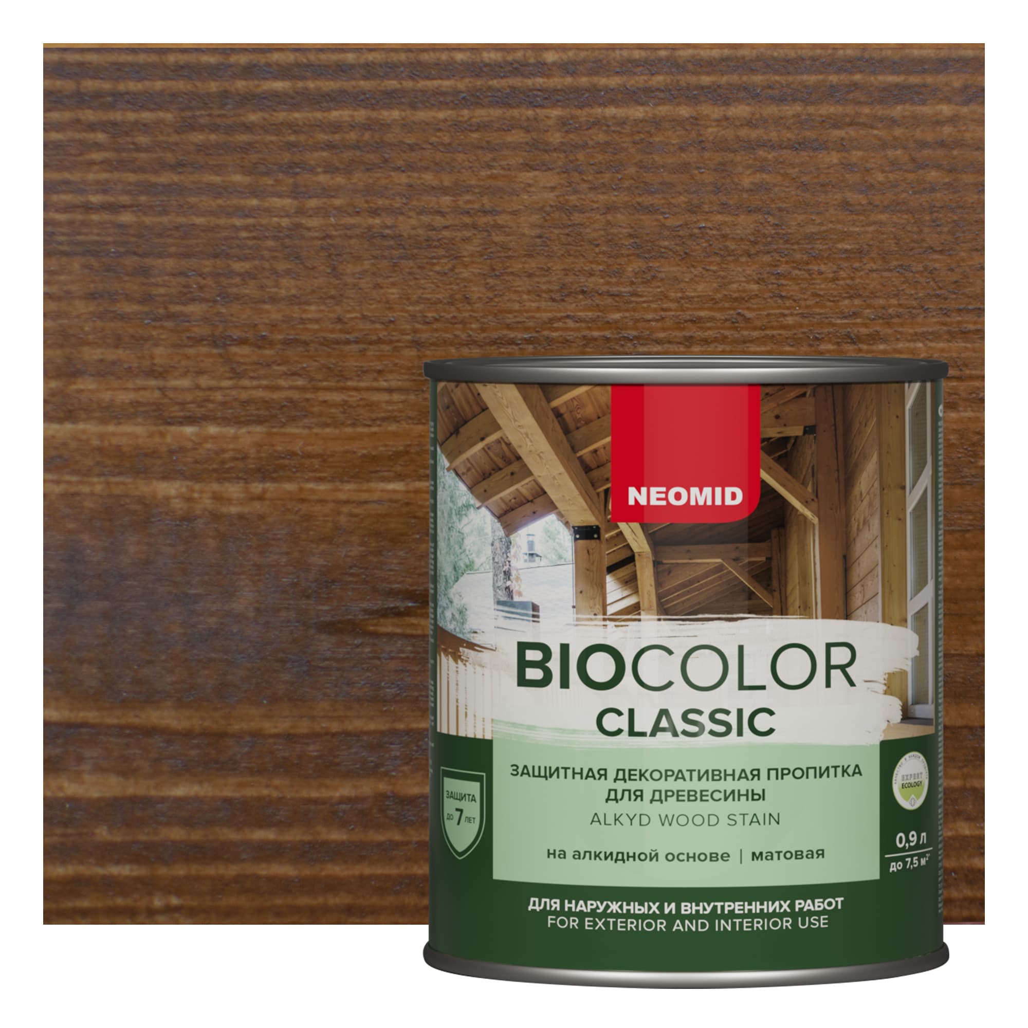 NEOMID Защитная декоративная пропитка для древесины BIO COLOR CLASSIC /Био Колор Классик, орех 0,9л 1