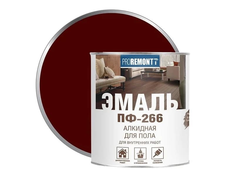 Эмаль ПФ-266 Proremontt красно-коричневая 0,9 кг