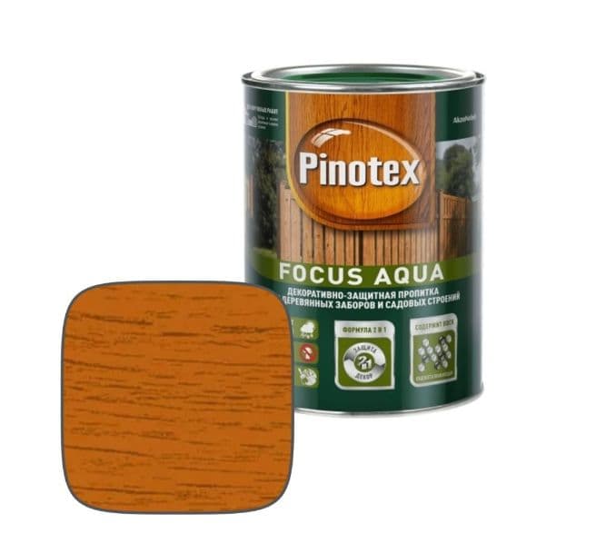 Пропитка декоративная для защиты древесины Pinotex Focus Aqua золотая осень 0,75 л.