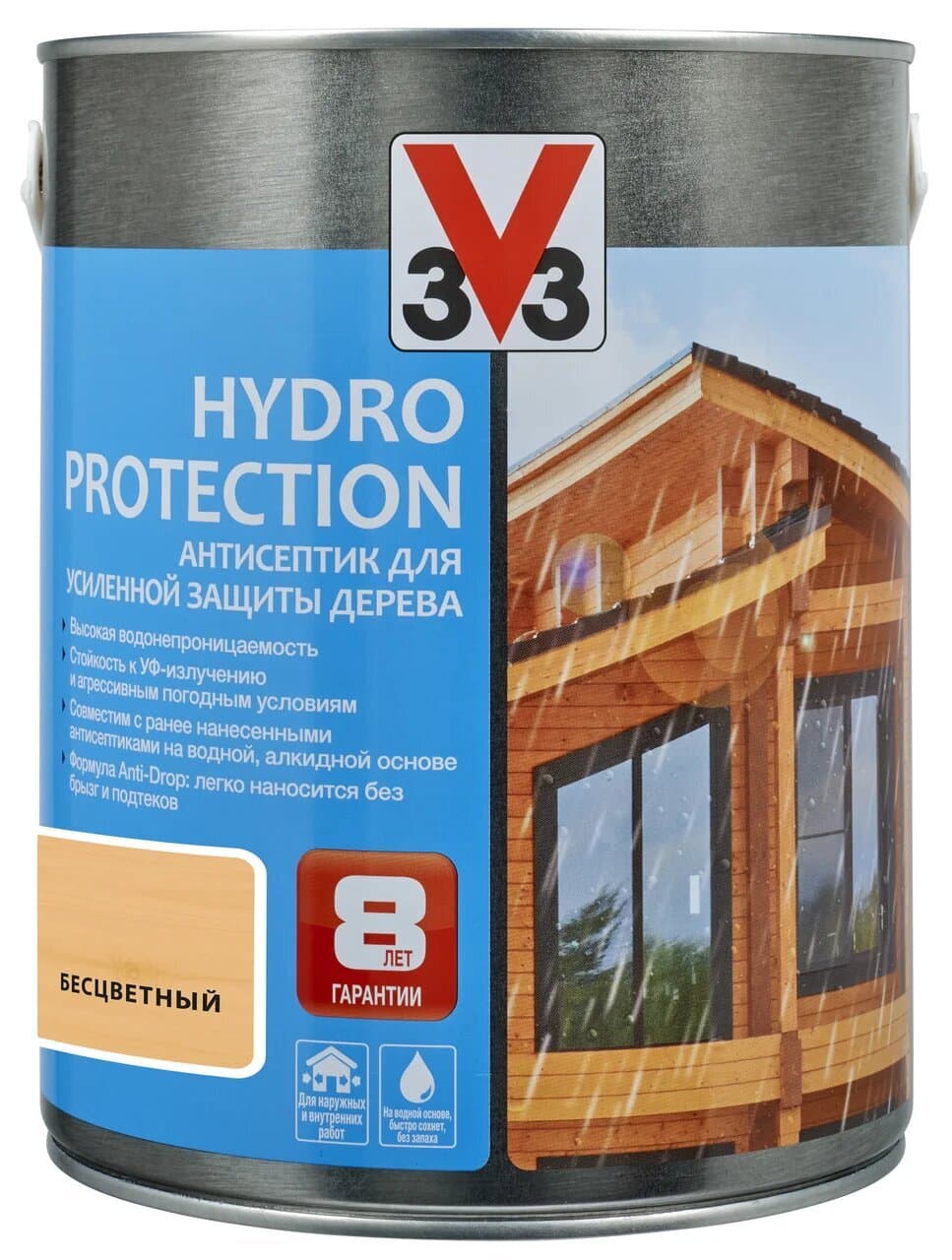 Антисептик V33 для дерева HYDRO PROTECTION полуглянцевый Бесцветный 2,5л.