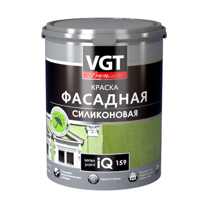 ВГТ Премиум/ Краска VGT PREMIUM фасадная iQ159 база А силиконовая самоочищающаяся 2л