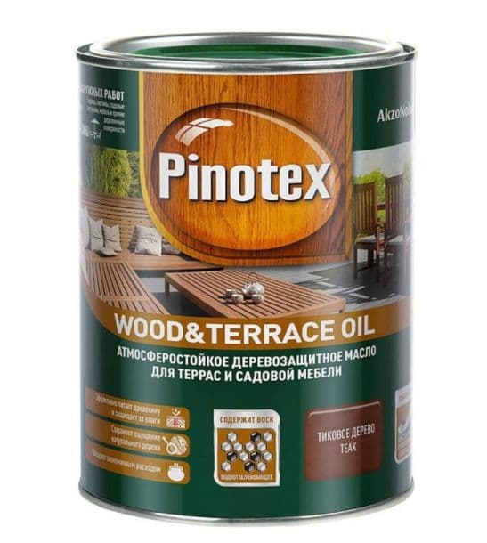 Масло для защиты древесины атмосферостойкое Pinotex Wood&Terrace Oil тиковое дерево 1 л