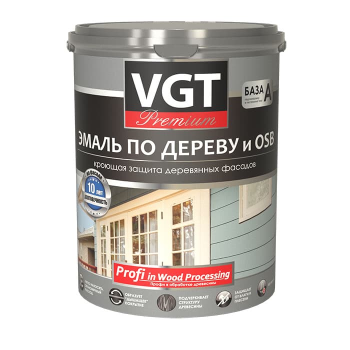 ВГТ Премиум/ Эмаль по дереву VGT Premium "Профи" супербелая база С (с шелковистым блеском) 1 кг 1