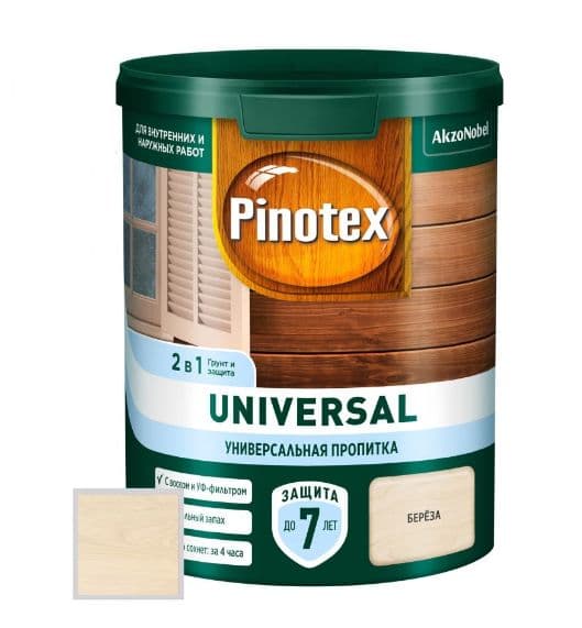 Пропитка защитная для дерева Pinotex Universal 2 в 1 берёза 0,9 л 2