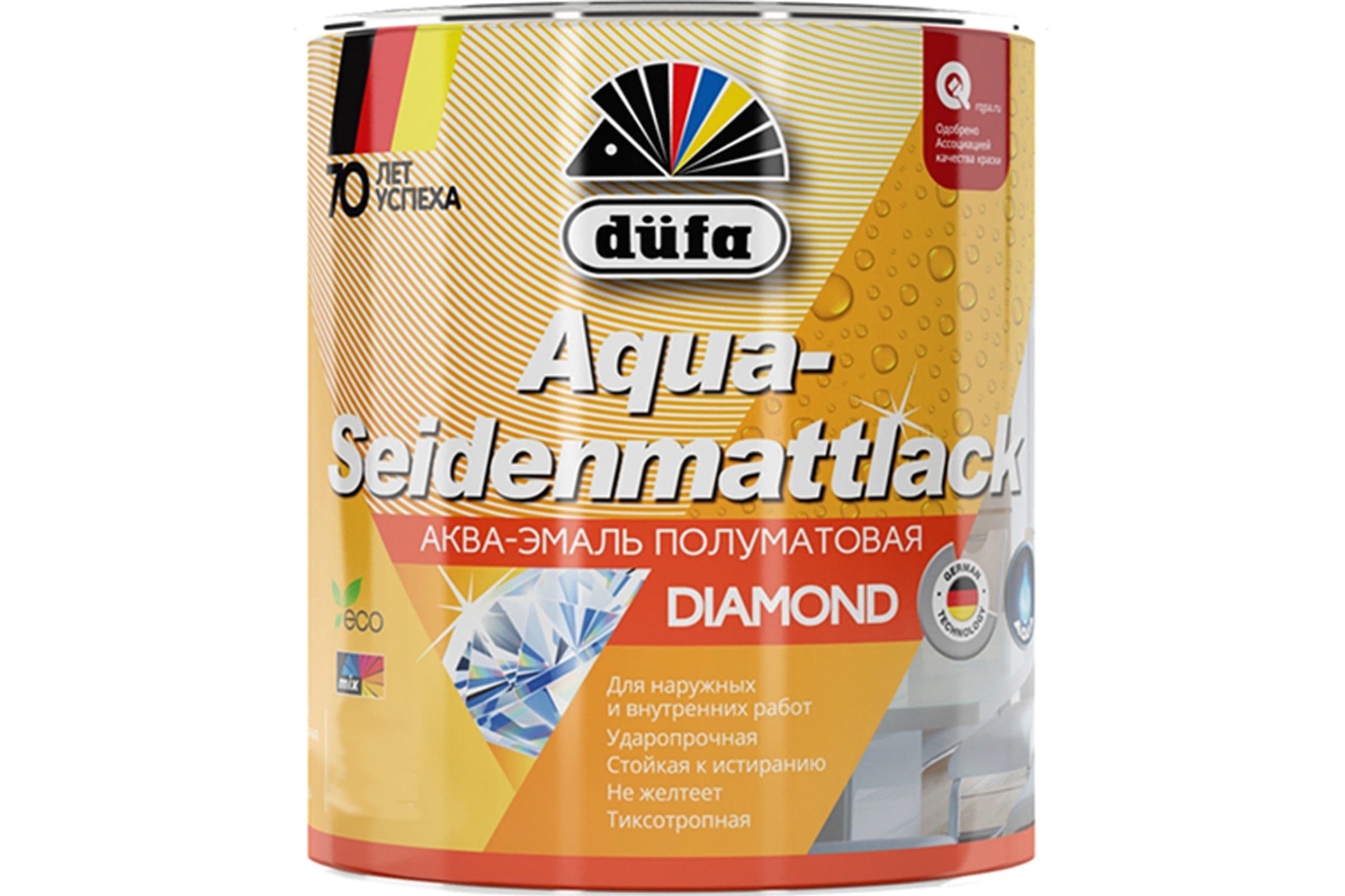Эмаль для дерева и металла акриловая Dufa Aqua-Seidenmattlack полуматовая белая 2,5 кг. 1
