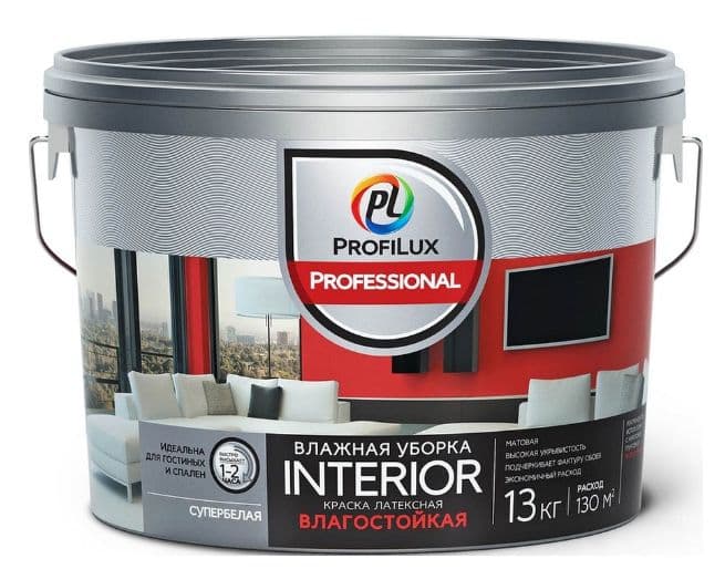 Краска для стен и потолков водно-дисперсионная Profilux Professional Interior матовая 13 кг.