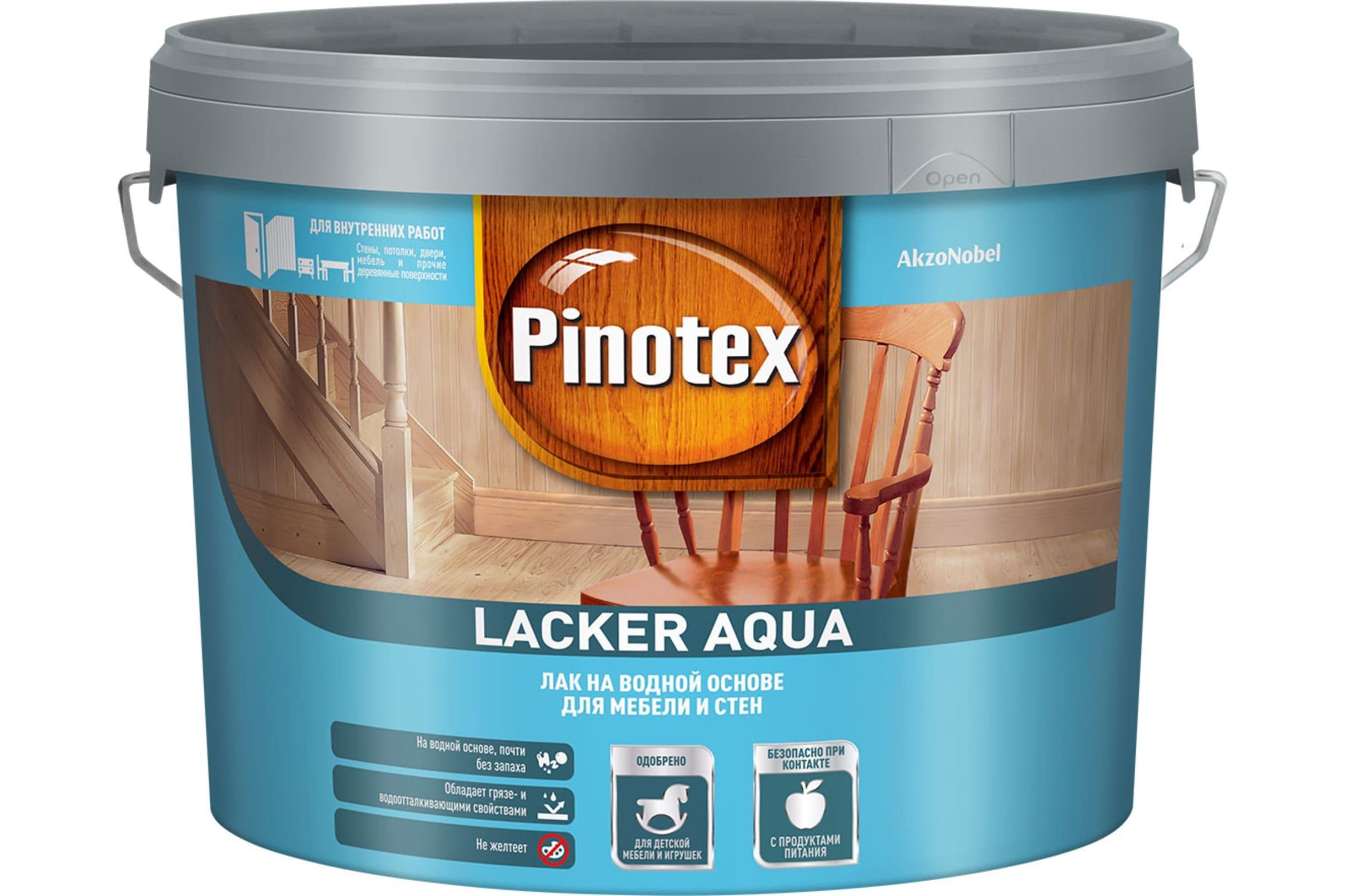 Лак для дерева и мебели Pinotex lacker aqua 10 на водной основе матовый 9л 3