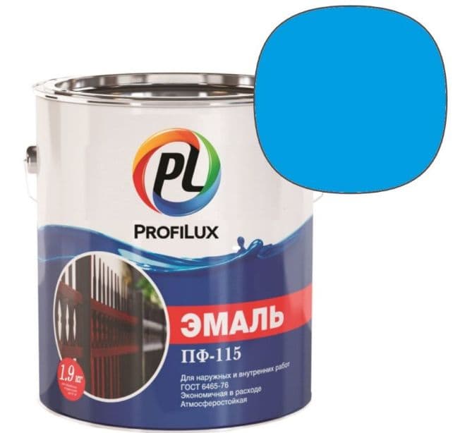 Эмаль ПФ-115 универсальная алкидная Profilux глянцевая голубая 1,9 кг.