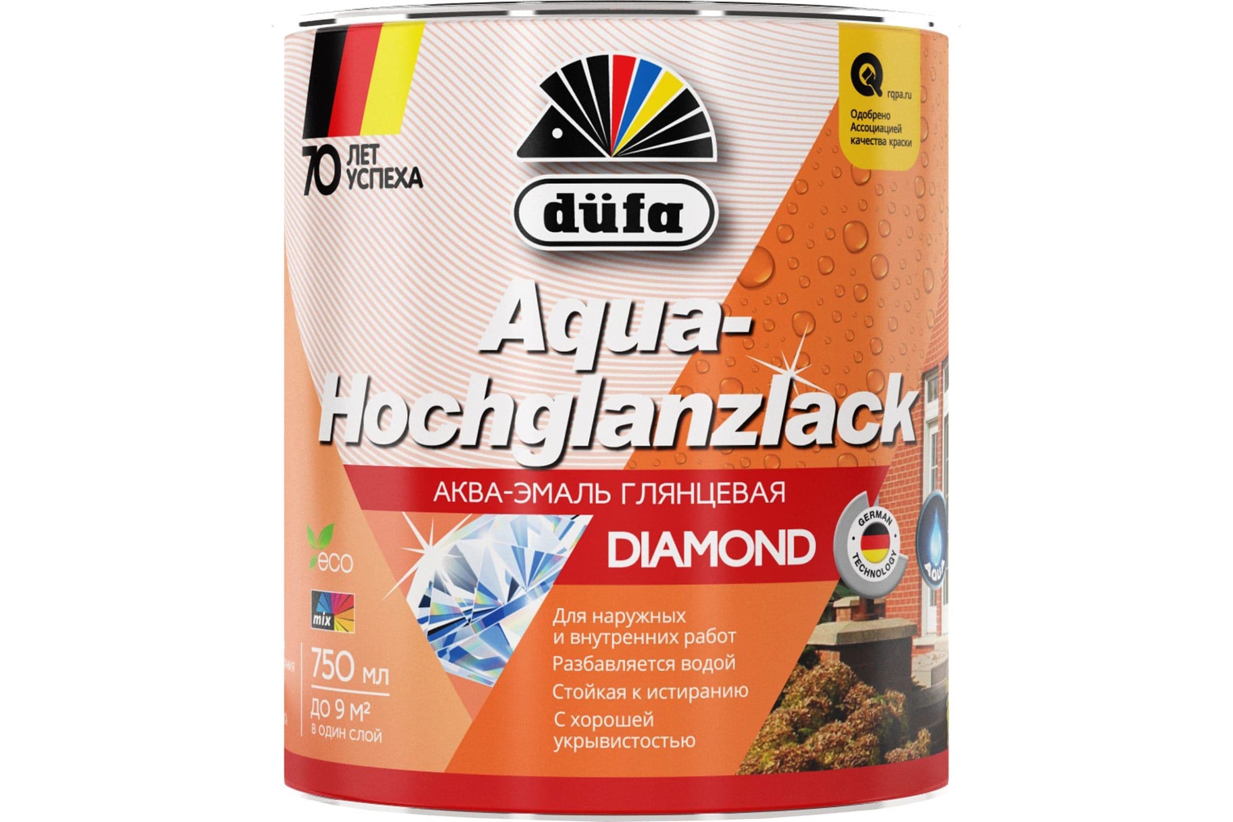 Эмаль для дерева и металла акриловая Dufa Aqua-Hochglanzlack глянцевая белая 750 г.