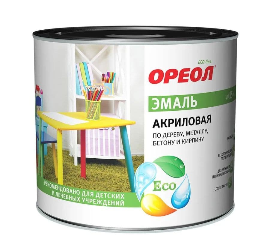 Эмаль универсальная акриловая Ореол глянцевая белая 1,9 кг.