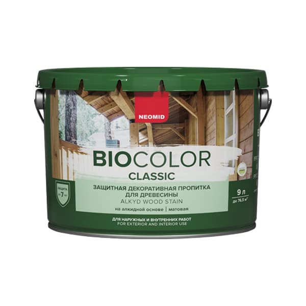 NEOMID Защитная декоративная пропитка для древесины BIO COLOR CLASSIC /Био Колор Классик, сосна 9л 3