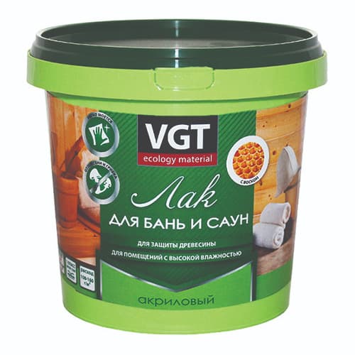 Лак акриловый для бань и саун VGT/ВГТ 0.9 кг 1