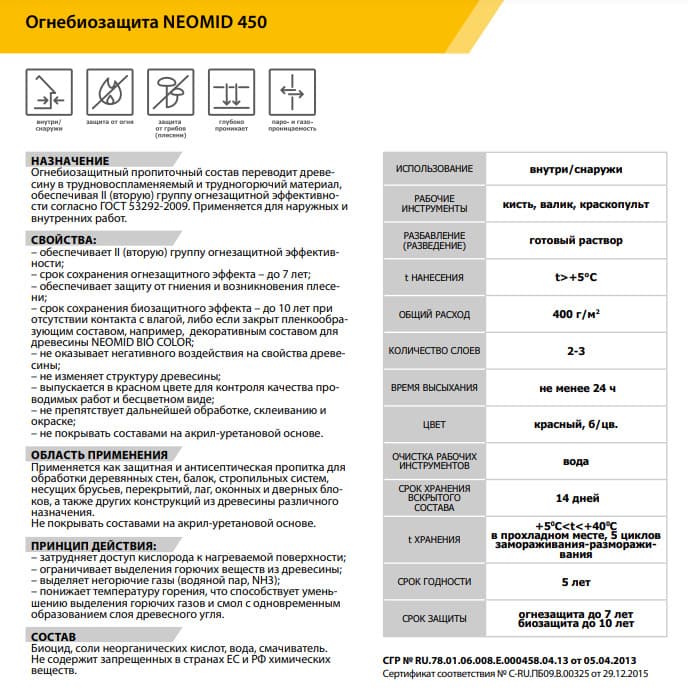 NEOMID / Неомид 450-2 группа огнебиозащитный состав, тонированный (5 кг.) 5