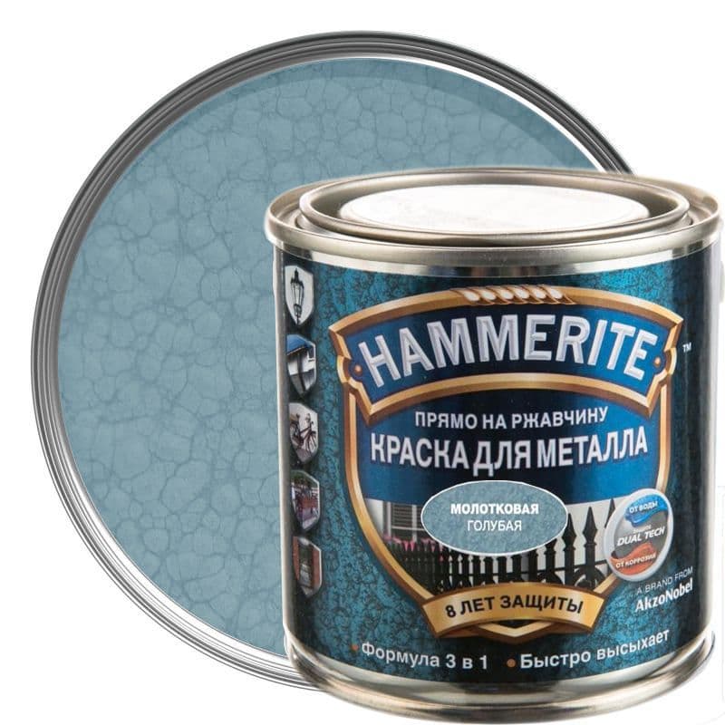 Краска для металлических поверхностей алкидная Hammerite молотковая голубая 2,5 л