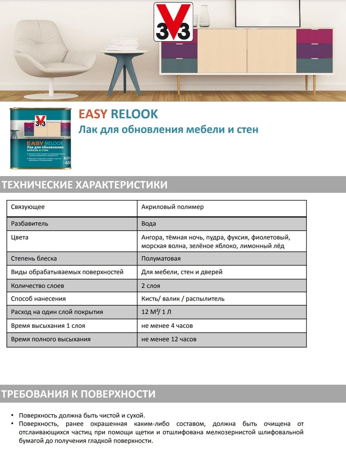 Лак мебельный акриловый EASY RELOOK полуматовый фуксия 0,5л 5