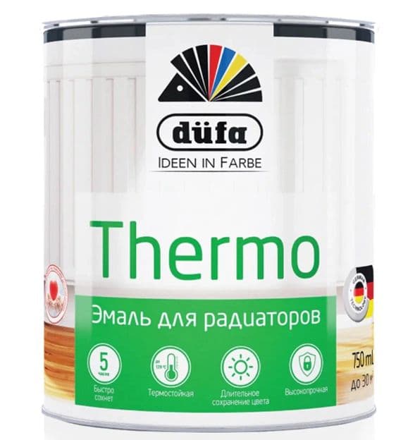 Эмаль для радиаторов Dufa Retail Thermo глянцевая белая 750 мл. 1