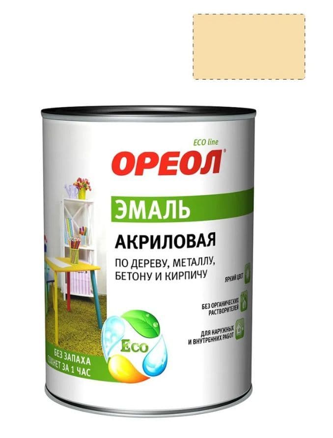 Эмаль универсальная акриловая Ореол глянцевая слоновая кость 1,9 кг.