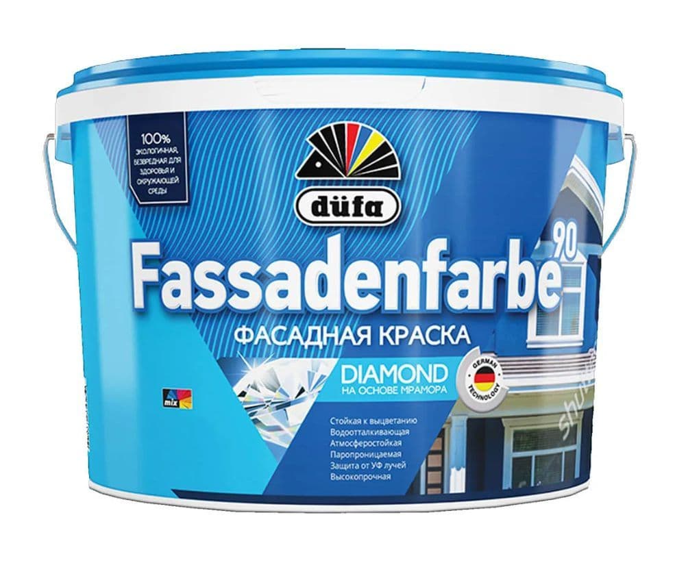 Краска фасадная водно-дисперсионная Dufa Fassadenfarbe RD90 матовая белая 9 л