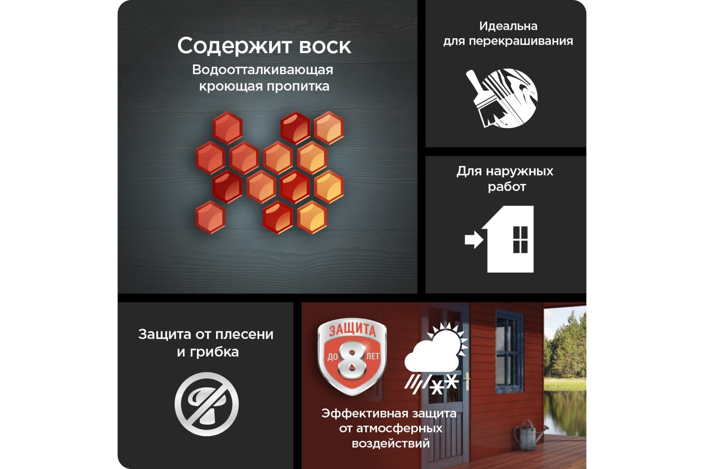 Пропитка декоративная для защиты древесины Omnitex / Pinotex Original база BW 9 л. 5