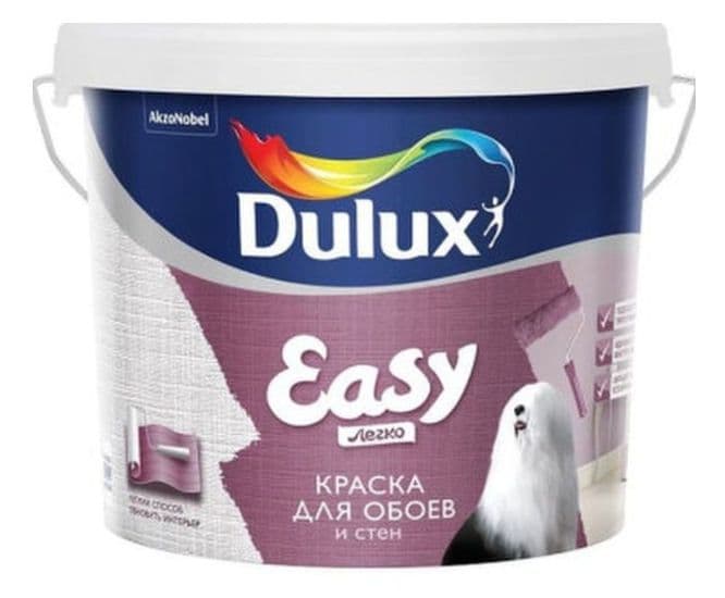 Краска для стен и обоев водно-дисперсионная Dulux Easy матовая база BW 5 л. 2