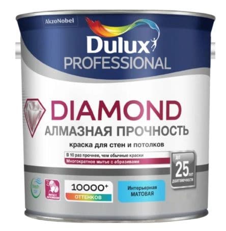 Краска для стен и потолков водно-дисперсионная Luxium Diamond Matt матовая база BW 2,5 л. 2