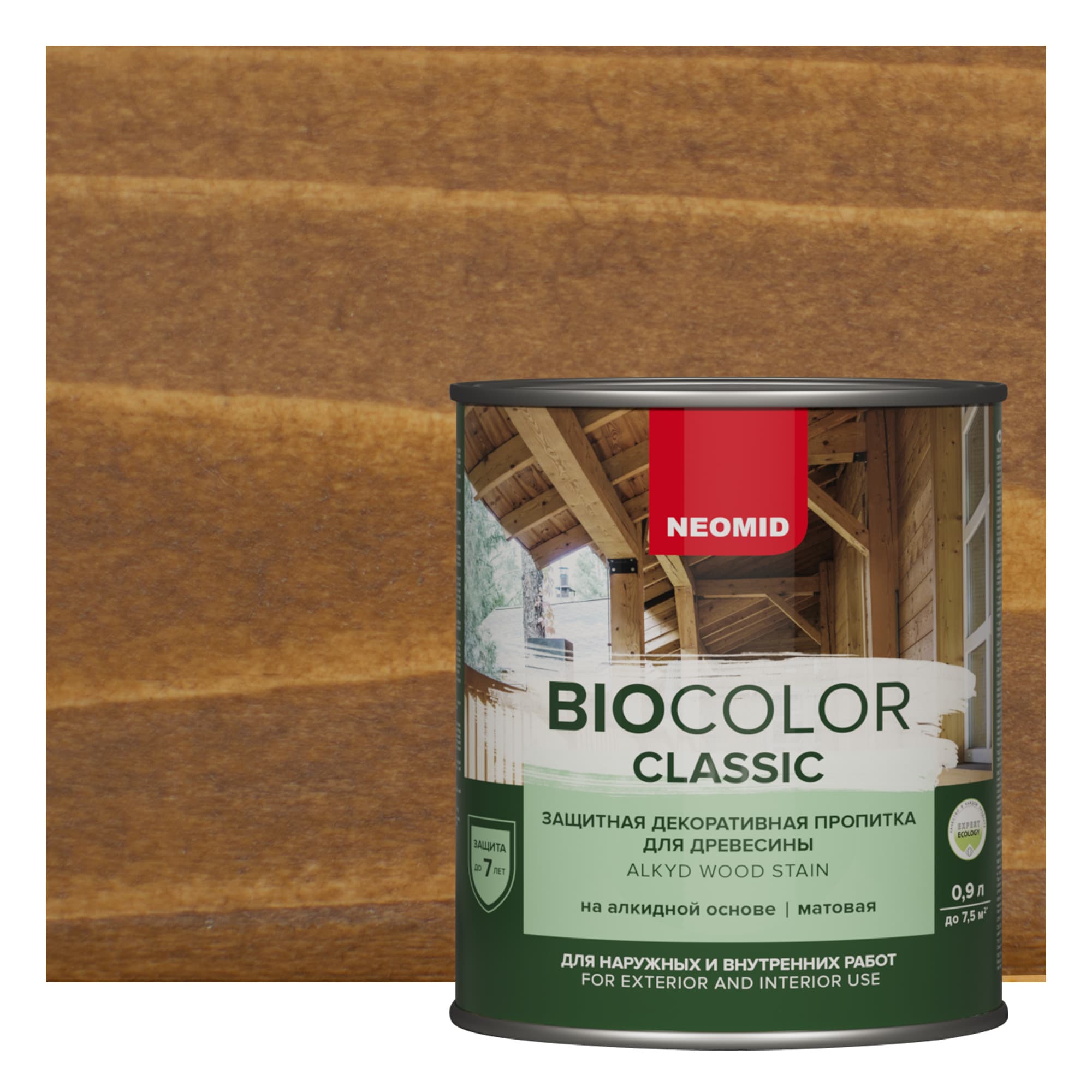 NEOMID Защитная декоративная пропитка для древесины BIO COLOR CLASSIC /Био Колор Классик, дуб 0,9л 1