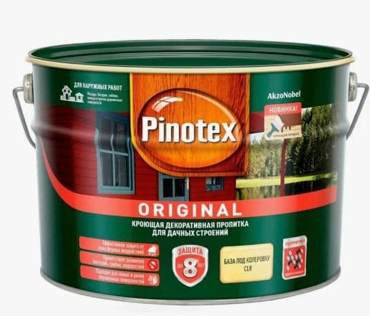 Пропитка декоративная для защиты древесины Omnitex / Pinotex Original база CLR 8,4 л. 1