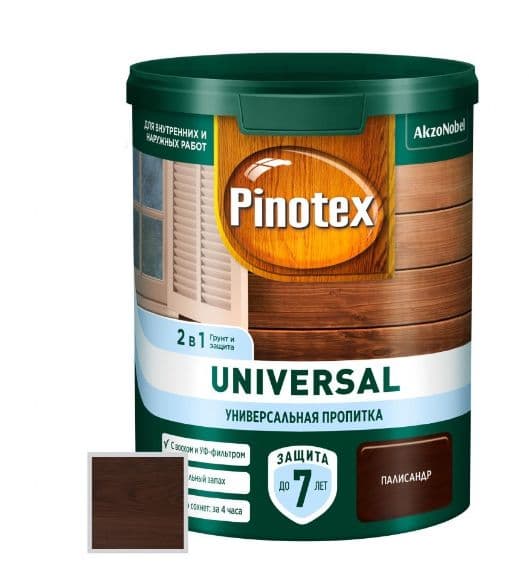 Пропитка защитная для дерева Pinotex / Omnitex Universal 2 в 1 палисандр 0,9 л 2