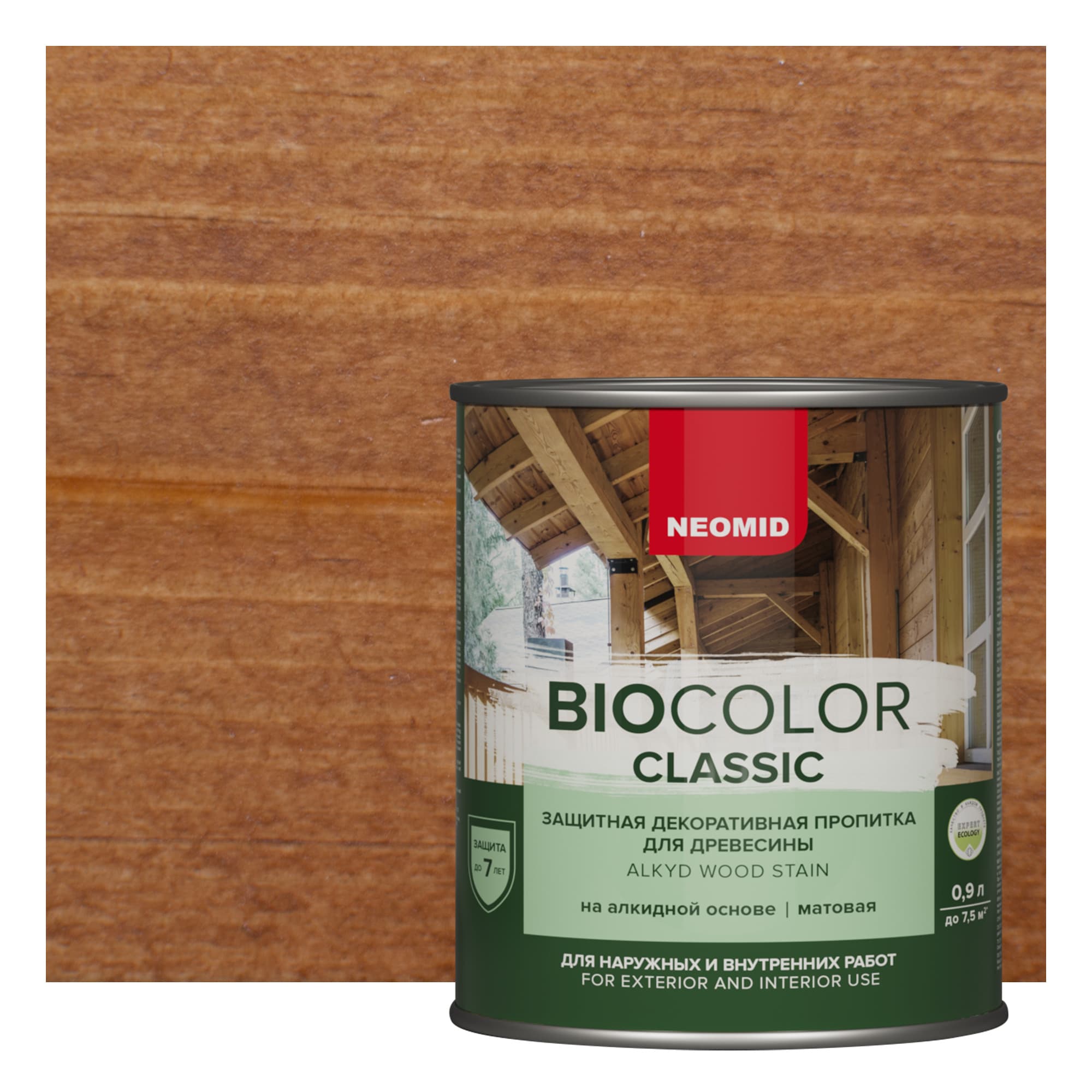 NEOMID Защитная декоративная пропитка для древесины BIO COLOR CLASSIC /Био Колор Классик, тик 0,9л 1