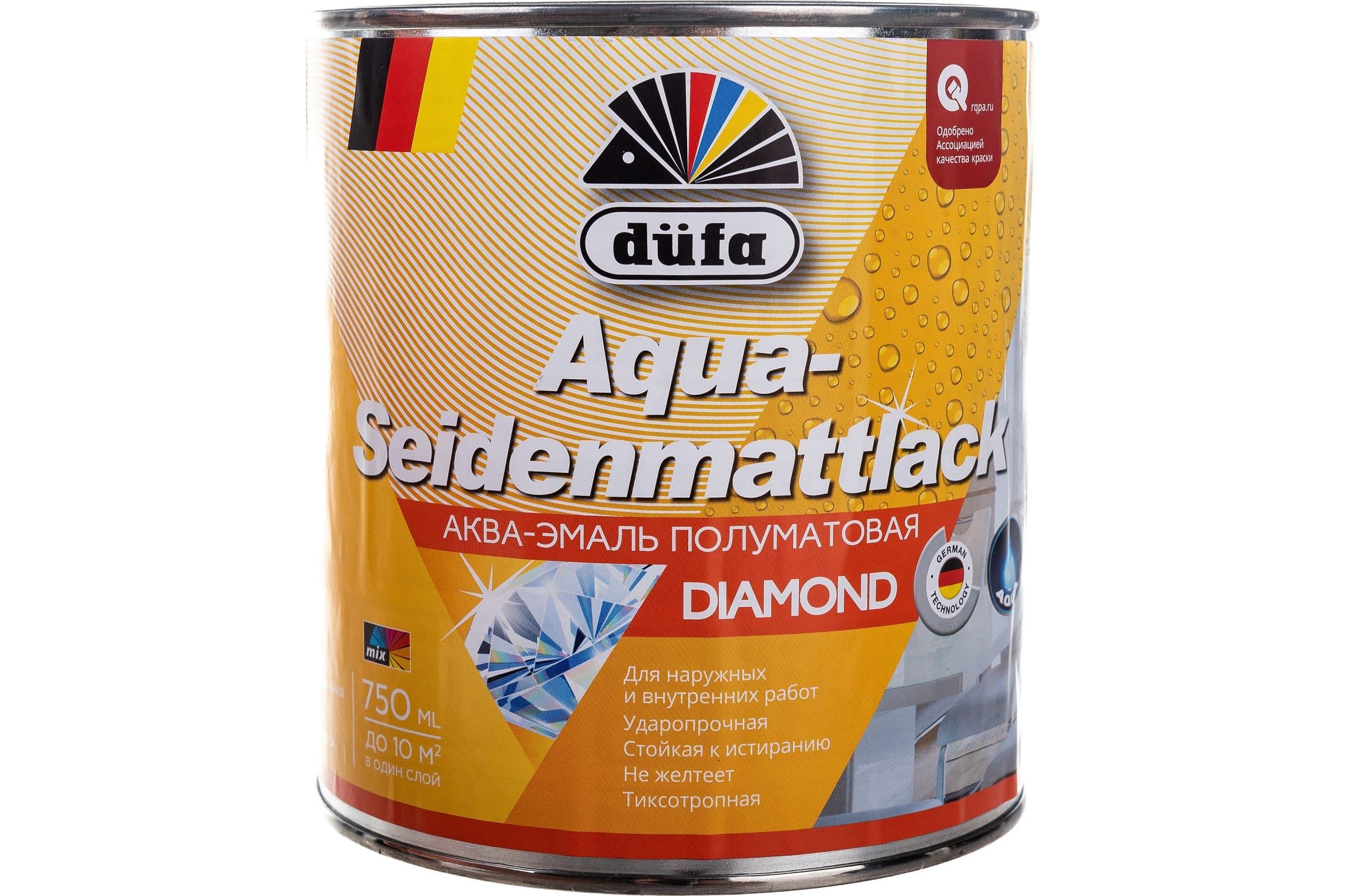 Эмаль для дерева и металла акриловая Dufa Aqua-Seidenmattlack полуматовая белая 750 г.