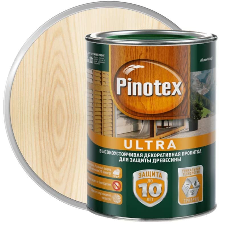 Пропитка декоративная для защиты древесины Pinotex Ultra AWB полуглянцевая бесцветная 1 л 1