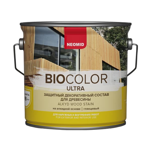 NEOMID защитный декоративный состав для древесины BIO COLOR ULTRA/ Био Колор Ультра, палисандр 2,7л 2