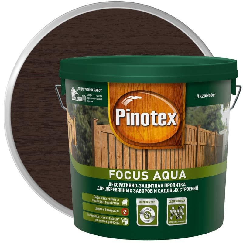 Пропитка декоративная для защиты древесины Pinotex Focus Aqua полисандр 5 л.