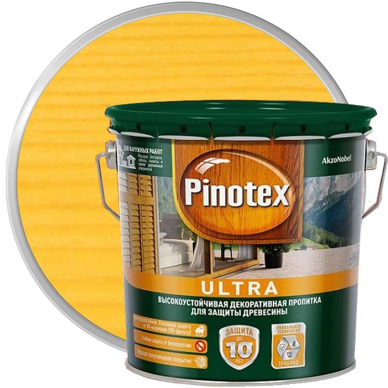 Пропитка декоративная для защиты древесины Pinotex Ultra AWB полуглянцевая сосна 2,7 л.