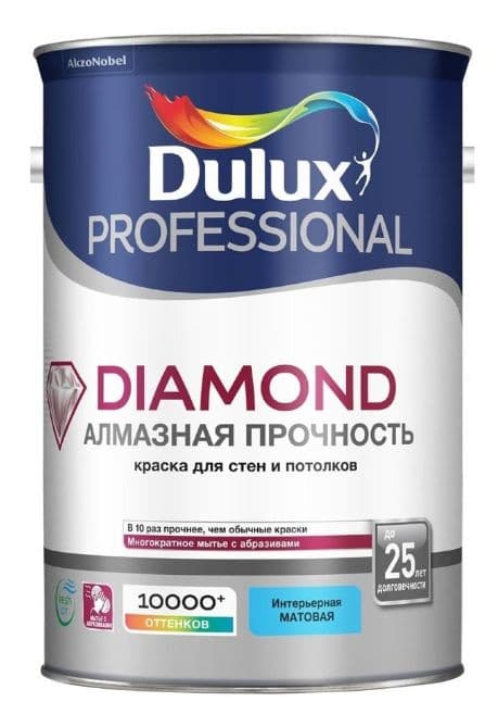 Краска для стен и потолков водно-дисперсионная Luxium Diamond Matt матовая база BW 4,5 л. 2
