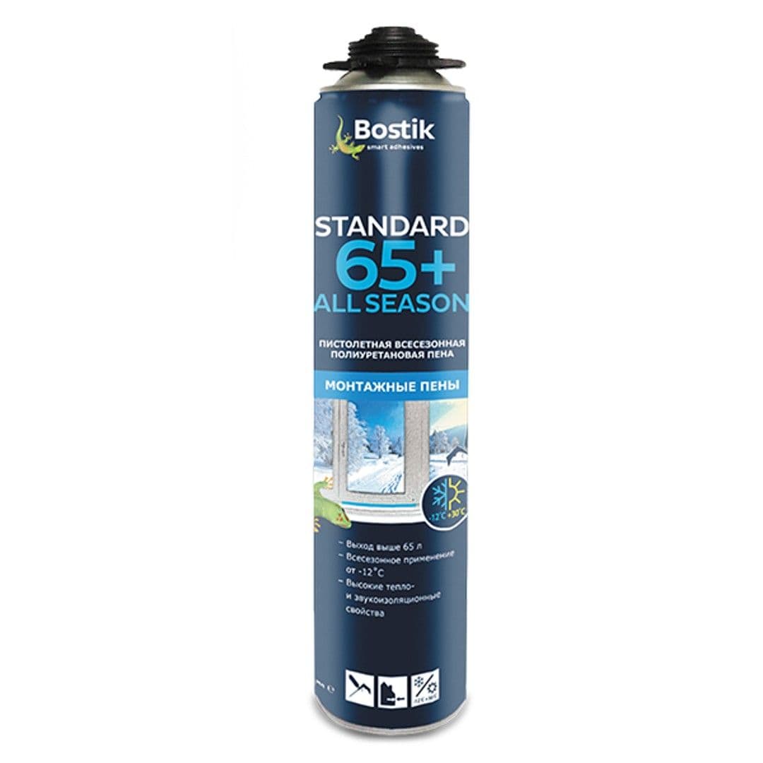 Пена профессиональная Bostik Standard All Seasons 65+ всесезонная 750 мл. выход 65 л.