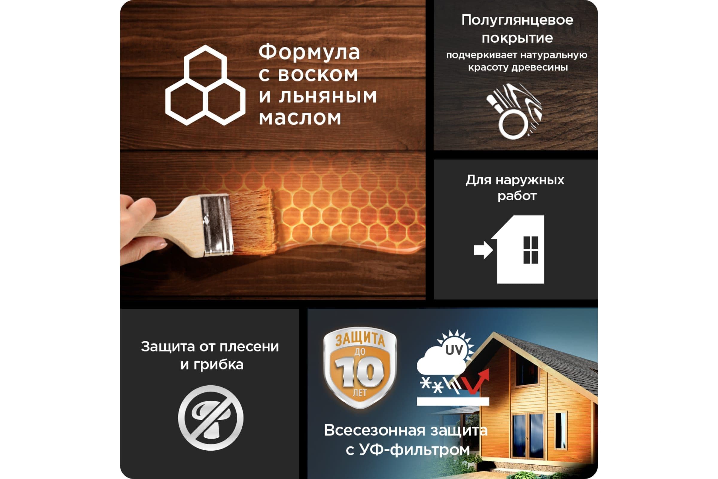 Пропитка декоративная для защиты древесины Pinotex Ultra AWB полуглянцевая база CLR 9 л. 5