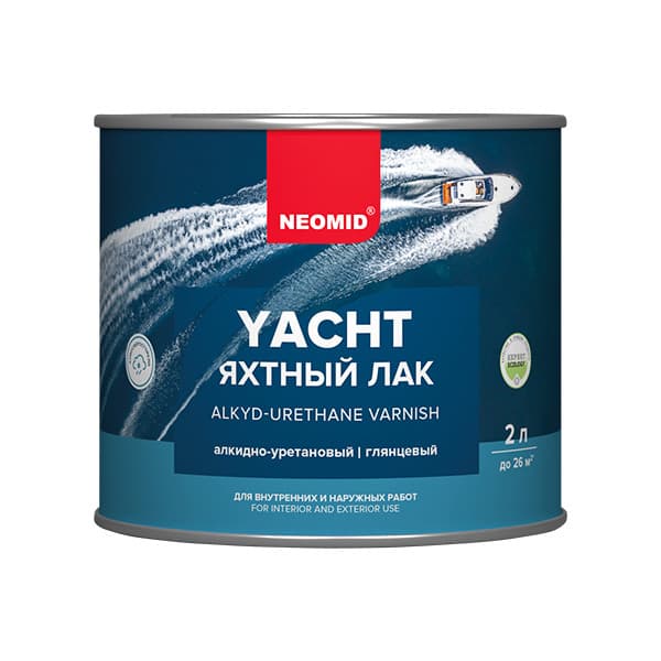 Neomid Яхтный лак глянцевый алкидно-уретановый Неомид, прозрачный 2 л. 2