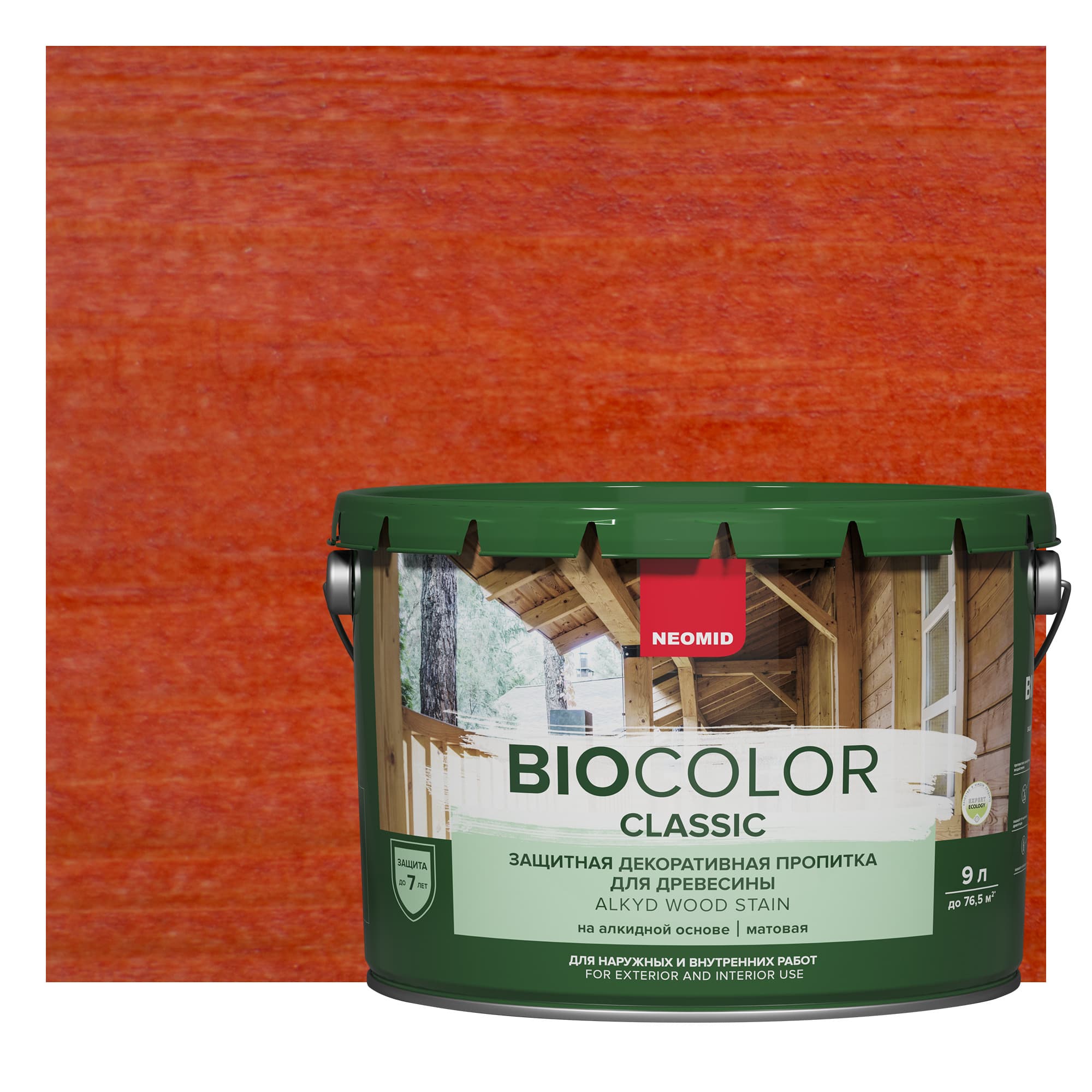 NEOMID Защитная декоративная пропитка для древесины BIO COLOR CLASSIC /Био Колор Классик, рябина 9л 1