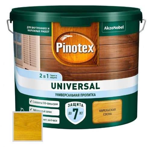 Пропитка защитная для дерева Pinotex / Omnitex Universal 2 в 1 карельская сосна 2,5 л 2