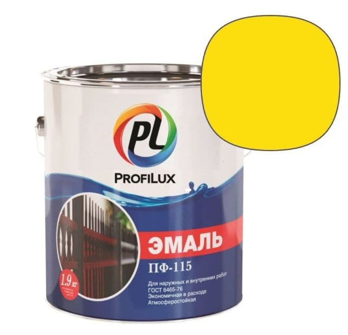 Эмаль ПФ-115 универсальная алкидная Profilux глянцевая жёлтая 0,9 кг.