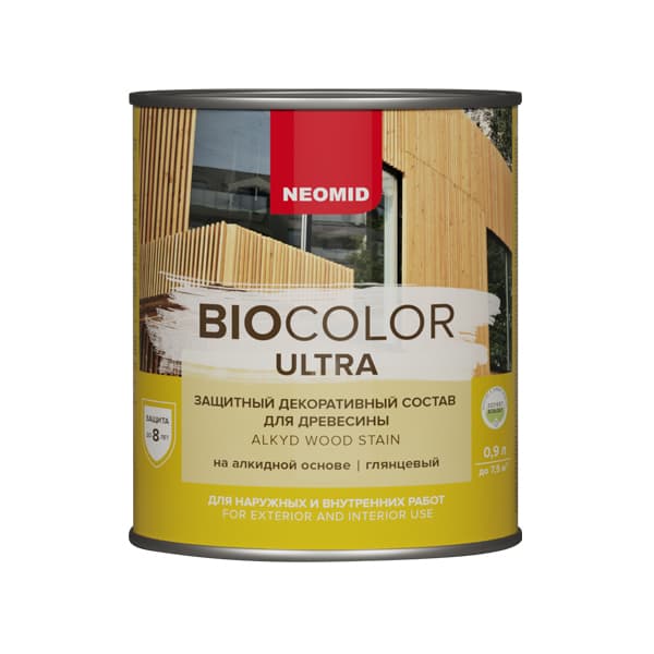 NEOMID защитный декоративный состав для древесины BIO COLOR ULTRA/ Био Колор Ультра, палисандр 0,9л 2
