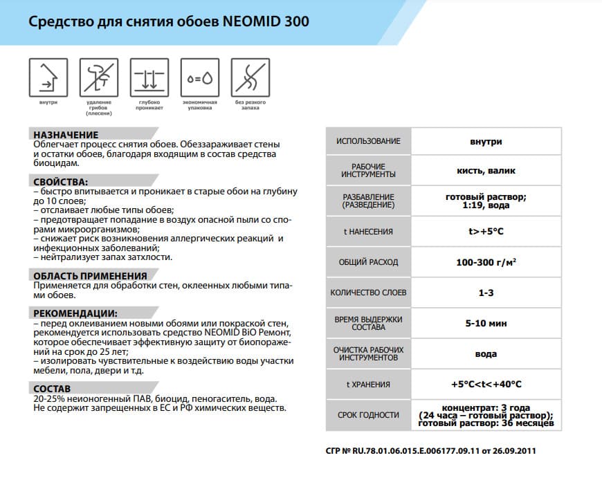 NEOMID для снятия обоев Неомид (0,5л), готовый 3