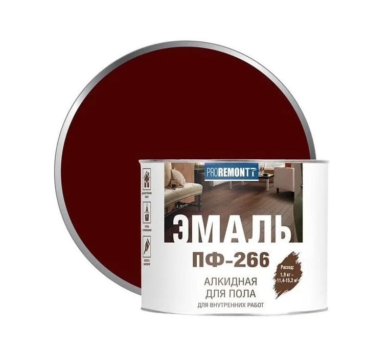 Эмаль ПФ-266 Proremontt красно-коричневая 1,9 кг