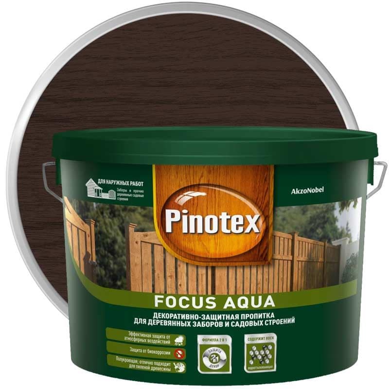 Пропитка декоративная для защиты древесины Pinotex Focus Aqua палисандр 9 л.