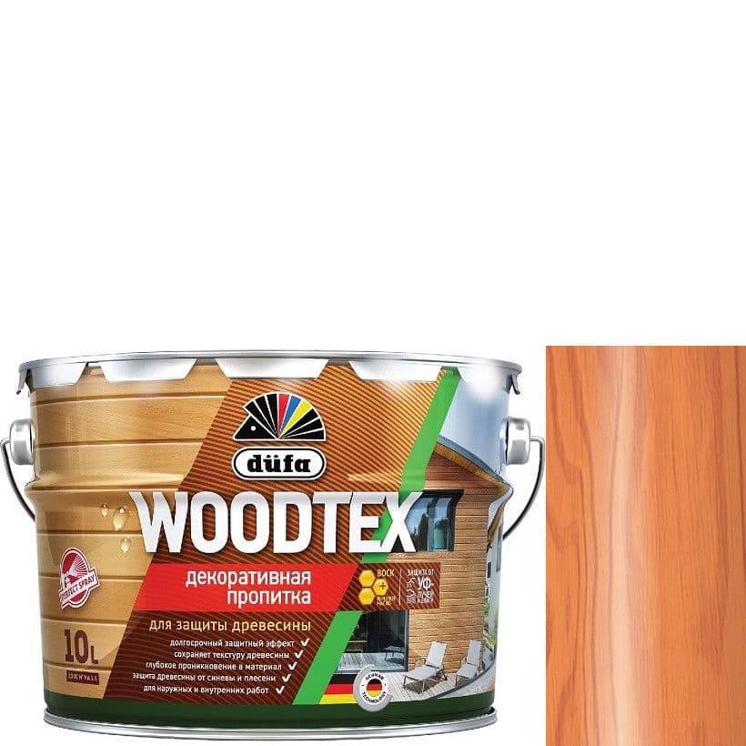 ДЮФА / Dufa пропитка декоративная для защиты древесины алкидная Dufa Woodtex орегон (9л) 4