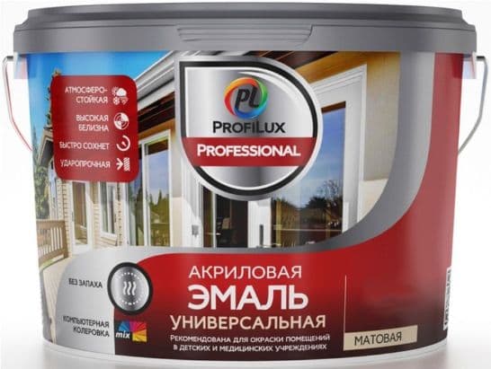 Эмаль универсальная акриловая Profilux Professional матовая база 3 прозрачная 10 кг. 2